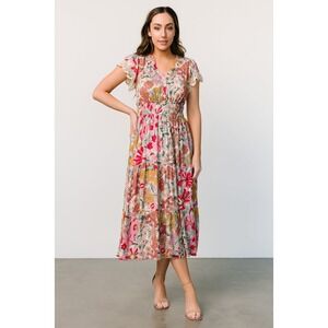 Baltic Born‎ NWOT Aliyah Floral Midi Dress Smocked Waist Women's Size Medium